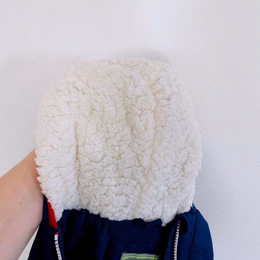Free Country Baby Quilted Hooded Bunting Snowsuit 18 Mo Sherpa Fleece Warm Navy - Picture 8 of 8